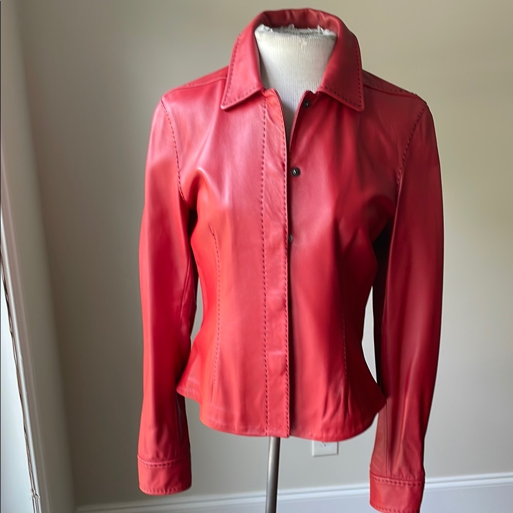 Siena Studio Red Leather Jacket Tailored Silhouette